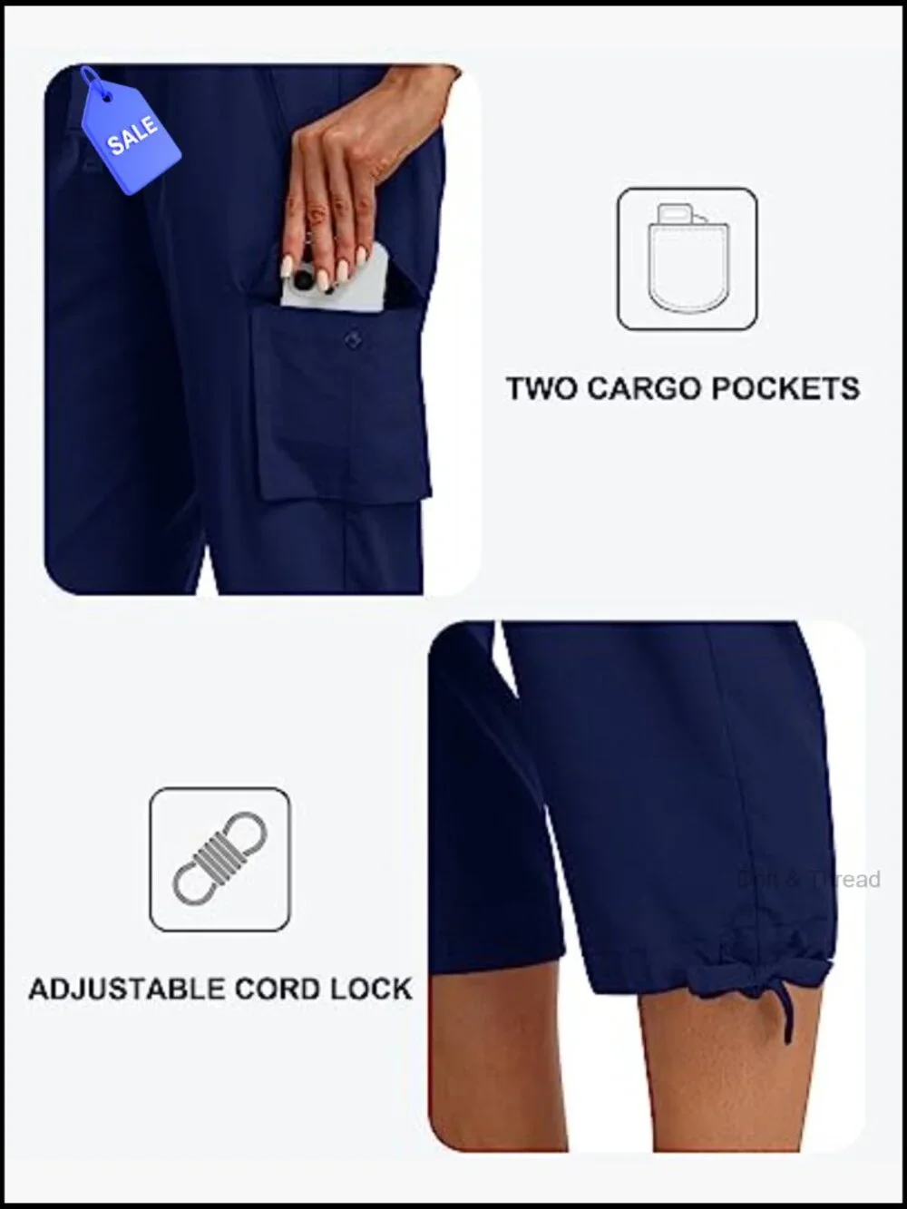 Women's Cargo Capris Pants Loose Fit Hiking Quick Dry Travel Pants
